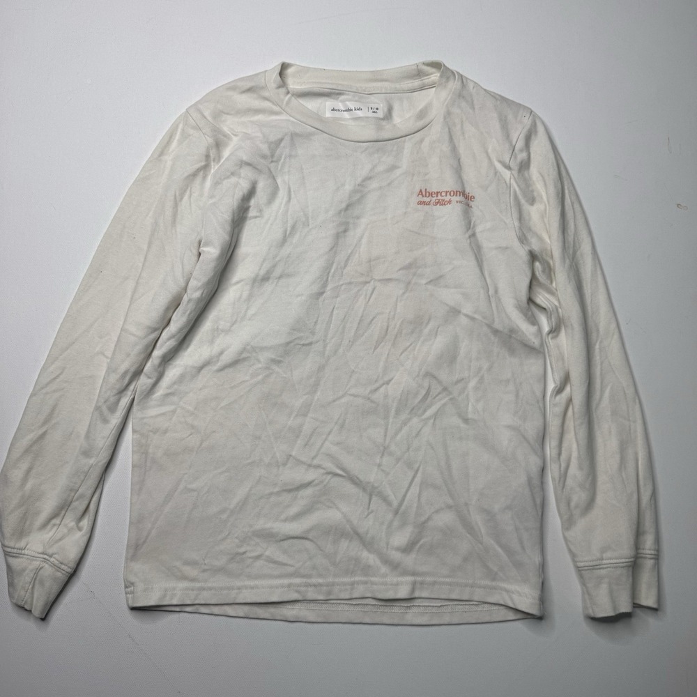 Abercrombie Kids Girls 9 10 White Graphic Long Sleeve T Shirt Climbing Logo
